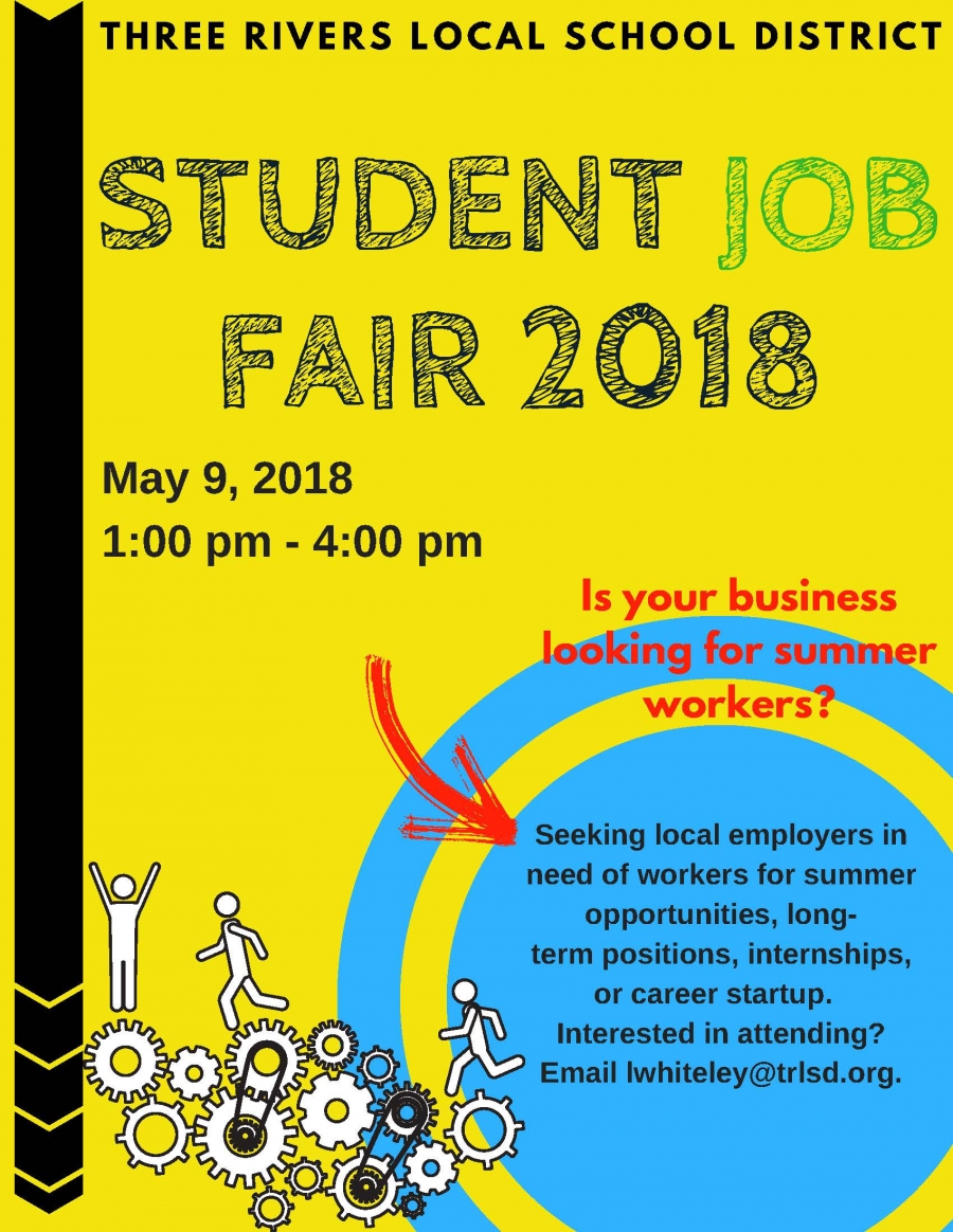 student job fair flyer for may 9, 2018